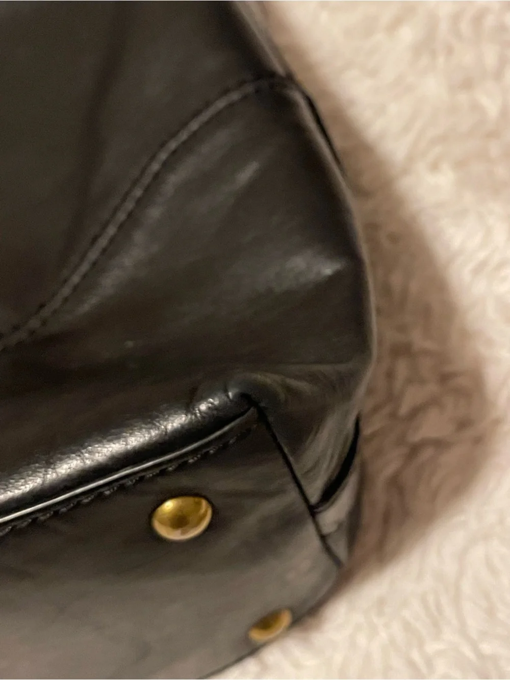 Frye Paige Black Leather Slouchy Hobo Shoulder Bag Handbag Brass Hardware